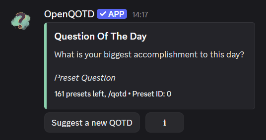 Question Of The Day message that was sent